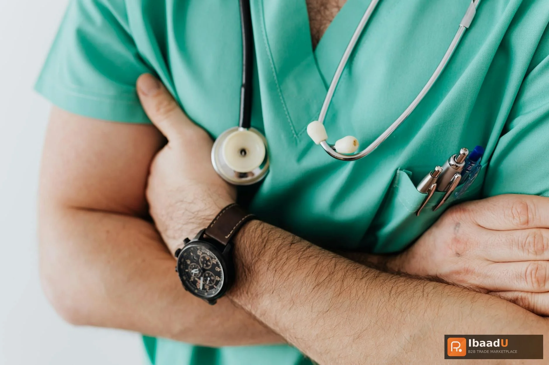 Pharmaceutical procurement professional reviewing drug supply chain in Gulf region warehouse
